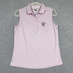 FootJoy Top Women Small Pink Polo Shirt Sleeveless Golf Pickleball Fox Hill Club